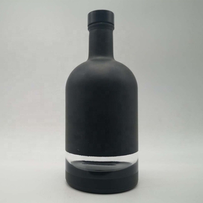 Bottiglia di bevande in vetro Super Flint da 750 ml in nero e bianco opaco con etichetta personalizzata