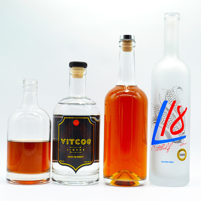 Bottiglie in vetro a sughero per gin whisky tequila brandy vodka 375ml 500ml 750ml 1000ml
