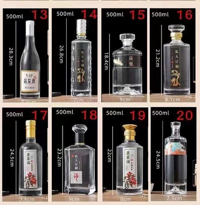 Super Flint Glass 500ml 700ml 750ml Rum Vodka Whisky Liquor Gin Bottiglia con sughero di vetro