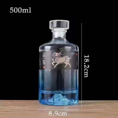 Super Flint Glass 500ml 700ml 750ml Rum Vodka Whisky Liquor Gin Bottiglia con sughero di vetro