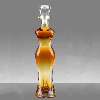 Bottiglie di vino in vetro Lady uniche con materiale in vetro Super Flint per bevande industriali