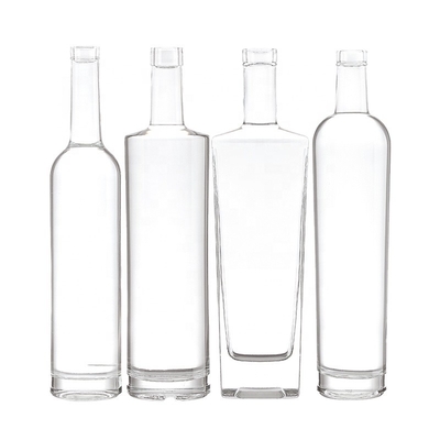 Bottiglie di liquore in vetro da 750 ml Accettabile OEM/ODM per etichette metalliche Rum Whiskey Vodka