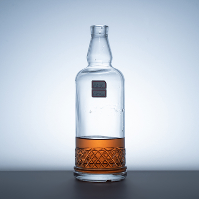 Bottiglia di vetro per whisky personalizzata Capacità 500ml/1000ml/375ml Stampa a schermo Forma quadrata