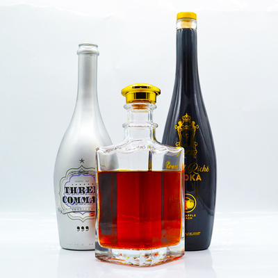 Whisky FOB e Luxury Custom Printing Bottiglie di vetro ghiacciate quadrate vuote per liquori