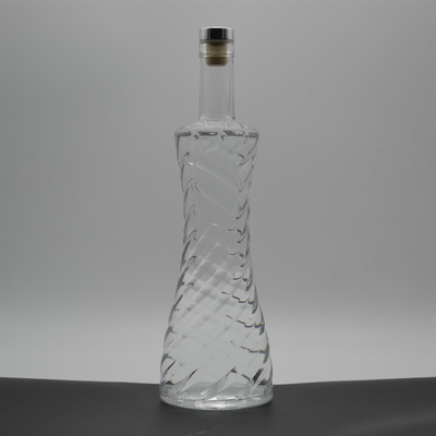 Stampa su schermo a spalla rotonda personalizzata Bottiglia di vetro bianco ghiacciato per 750 ml di vodka alcolica