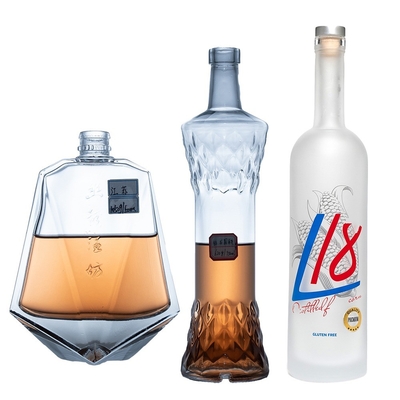 Bottiglia in materiale base in vetro Super Flint Bottiglia vuota in vetro per vino whisky su misura 500/750 ml
