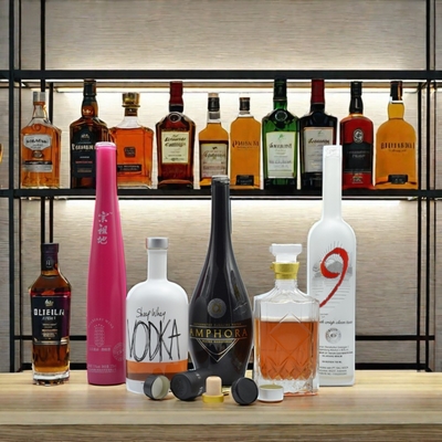 375ml 500ml 700ml 750ml Spumante per stampa a freddo personalizzato Brandy Whisky Liquor Vodka Bottiglia con tappo