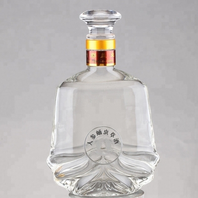 750 ml bottiglie spirit personalizzate Super materiale di vetro di pietra bottiglia di vetro di brandy con sughero