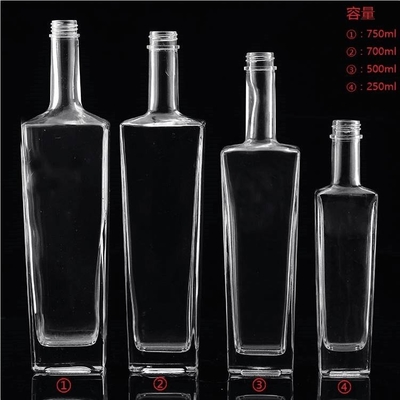 FOB Bottiglia di vetro vuota per vodka spirit whisky vino Capacità 250 ml 500 ml 700 ml 750 ml 1 l