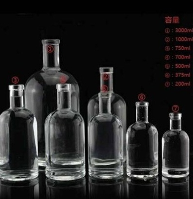 500 ml Custom T-Top Clear Whiskey Vodka Liquor Bottiglia di vetro con materiale di vetro di alto pietra