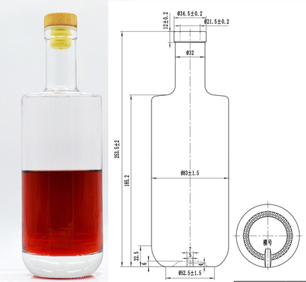700 ml di bottiglia quadrata 250 ml di gin vodka drink liquore bottiglia di vetro da Yuncheng Ruisheng