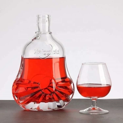 Bottiglia di vetro di vino trasparente di forma unica con tappo da 750 ml certificata SGS