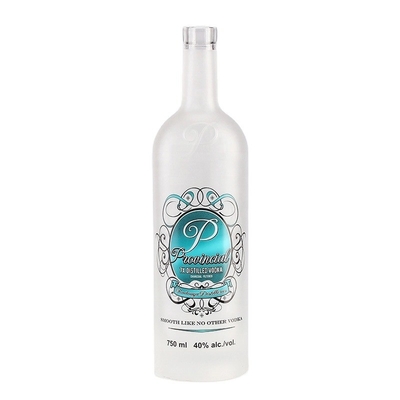 Bottiglia di liquore in vetro da 750 ml per bevande industriali con superficie spray colorato e decal