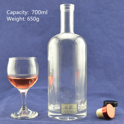 Collare di vetro 750 ml Super Flint Rum Bottiglia vuota di liquore per il trasporto di bevande