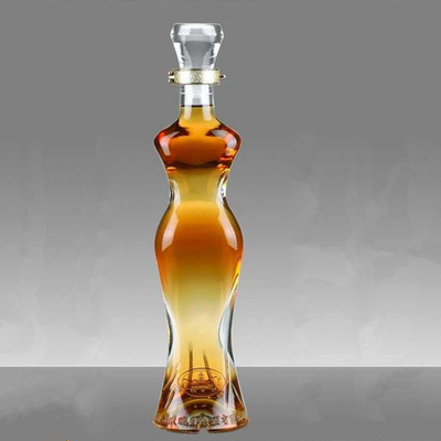 Manipolazione della superficie Decal Bottiglia di vetro di vodka per la forma del corpo femminile in materiale bianco cristallino