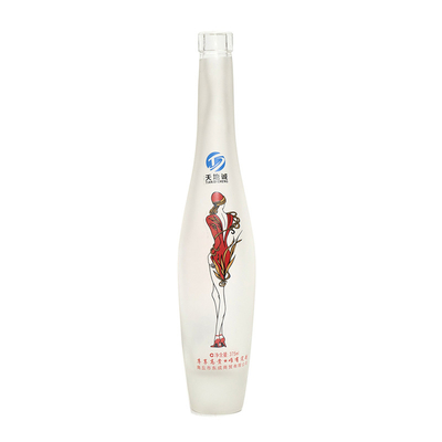 Esemplare gratuito di bottiglie di liquore in vetro da 1 litro con superficie deccale e tappo di sughero