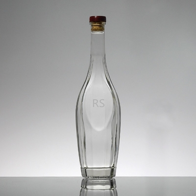 Bottiglia di vetro di liquore alto e sottile per whisky/brandy/vodka sigillata con tappo svoltato
