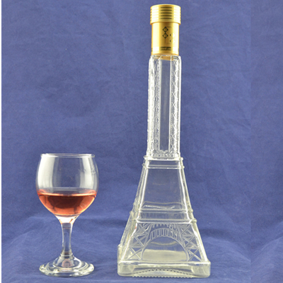 Materiale in vetro di alto pietra in rilievo Torre Eiffel Forma di vetro Bottiglia di liquore con sughero