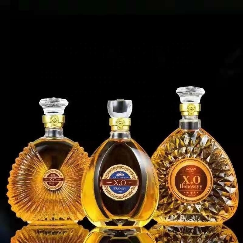 Bottiglia di vetro per la stampa a schermo personalizzata per brandy di lusso rum whisky vodka 500 750 ml