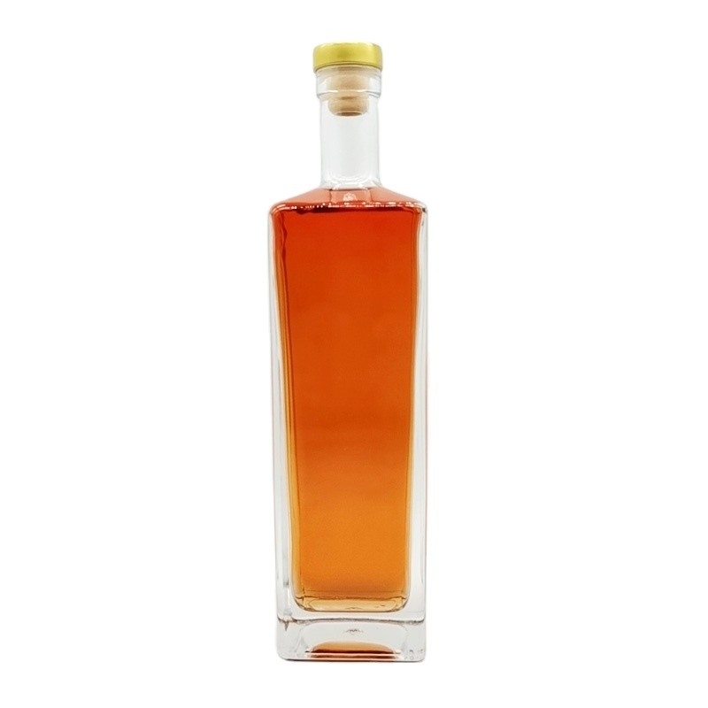 Bottiglia di vetro 750 ml a forma quadrata per gin rum whisky vodka liquori e alcolici