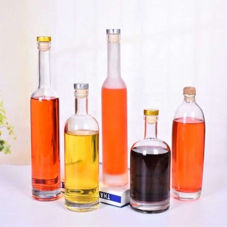Bottiglie in vetro a sughero per gin whisky tequila brandy vodka 375ml 500ml 750ml 1000ml