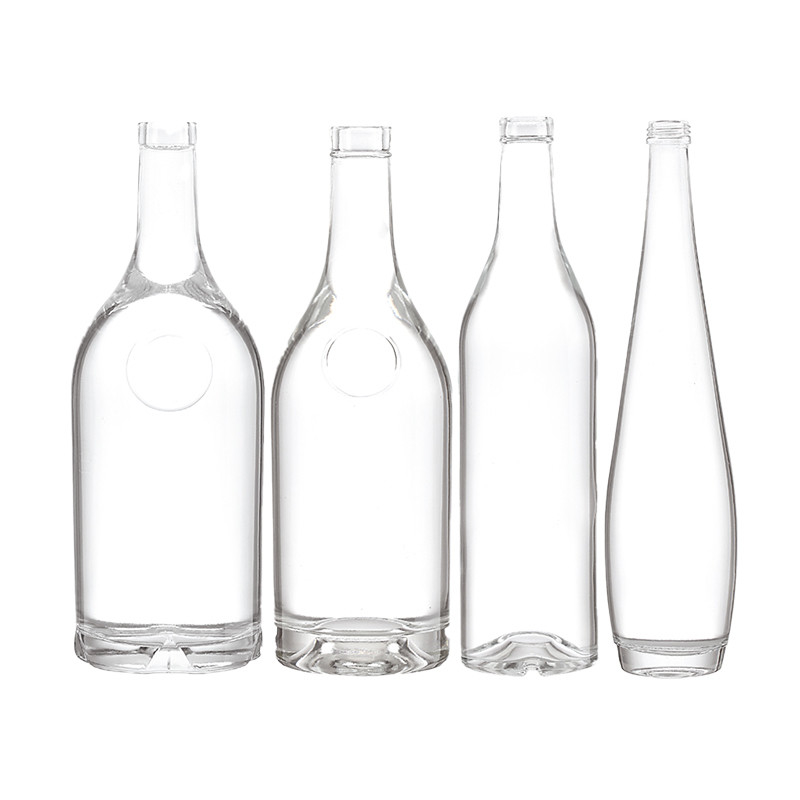 Bevande industriali Bottiglia di liquore di vetro rotondo trasparente da 500 ml con coperchio di sughero ermetico