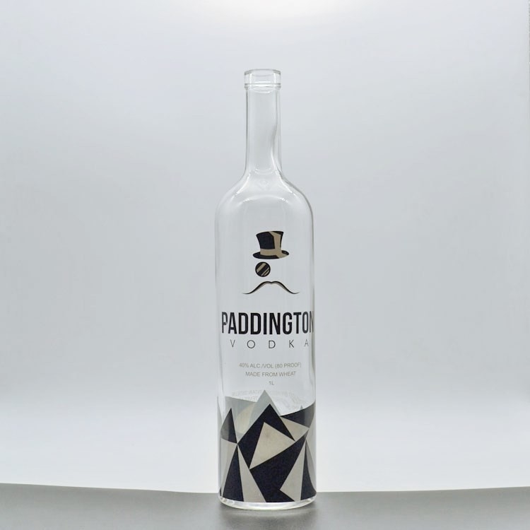 Bottiglia di sughero in vetro Super Flint da 75 cl per liquori di olio d'oliva a forma personalizzata e gin spirit da 500 ml
