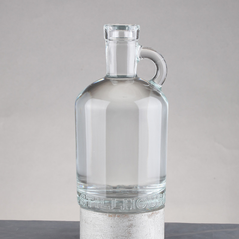 Bottiglia in vetro con manico 500ml 750ml Vodka Rum Alcol Whiskey Collare in vetro