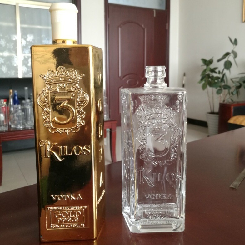 Bottine di vetro quadrate di 500 ml a misura per liquori altamente OEM / ODM