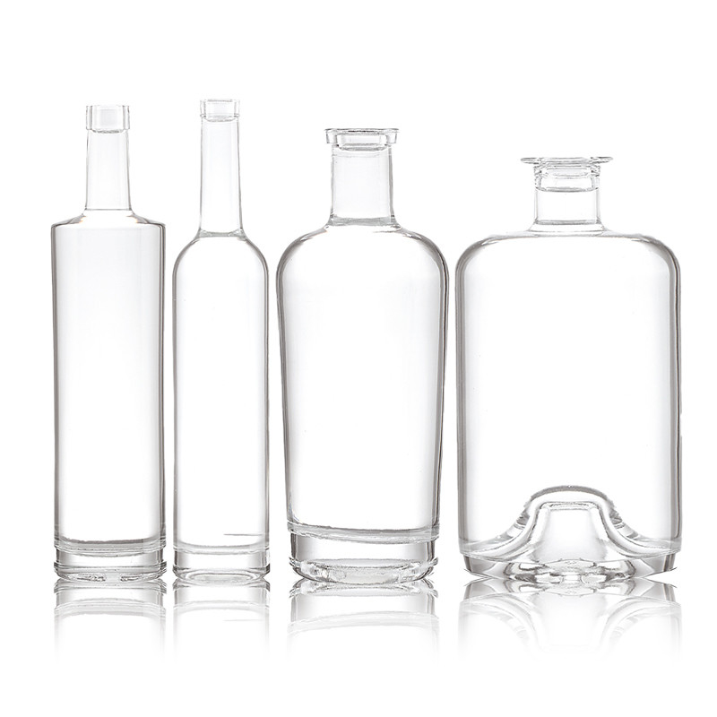 Bottiglia di vetro ghiacciato trasparente da 375 ml a 500 ml per vodka gin whisky white spirit trasparente