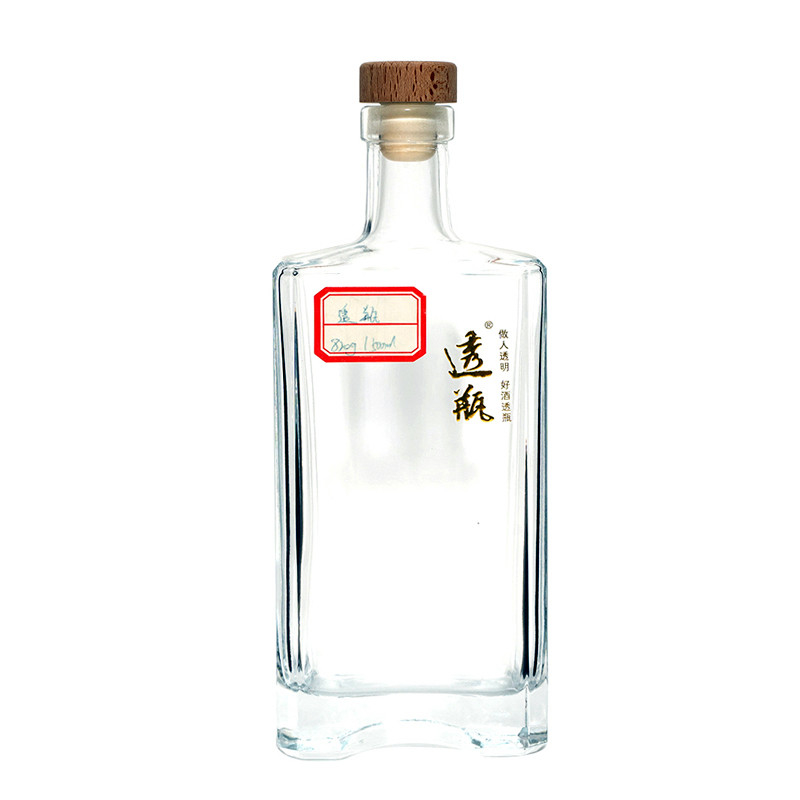 Bottiglia in vetro 375 ml 500 ml 700 ml 750 ml Gin verde quadrato per alcolici personalizzati in verde