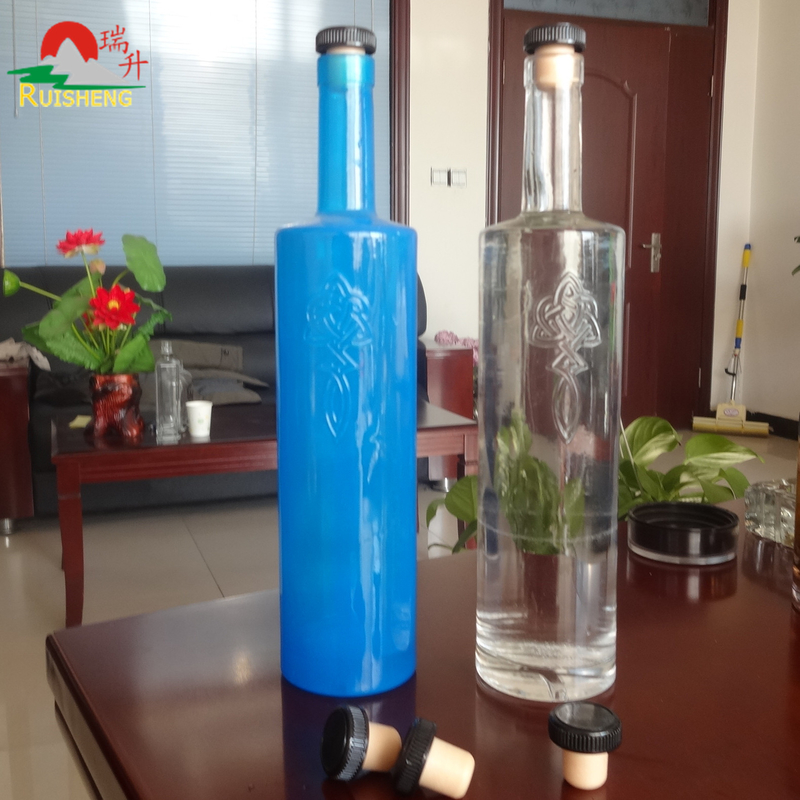 Materiale di vetro a pietra alta 750 ml Bottiglia di vino in vetro a forma di cilindro per liquori