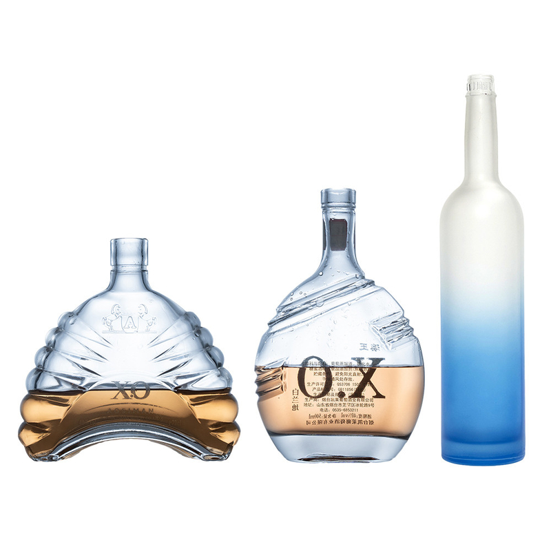 Bottiglie di vetro super-frittato certificate ISO14001 per la produzione di XO/brandy/whisky/vodka